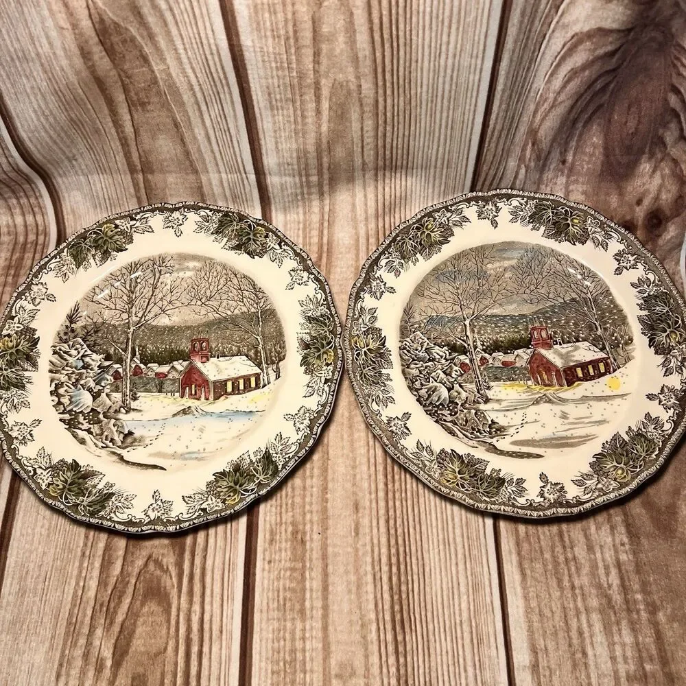 Johnson Bros Friendly Village School, Ice, Sugar House's. Set 8 Pc X 6